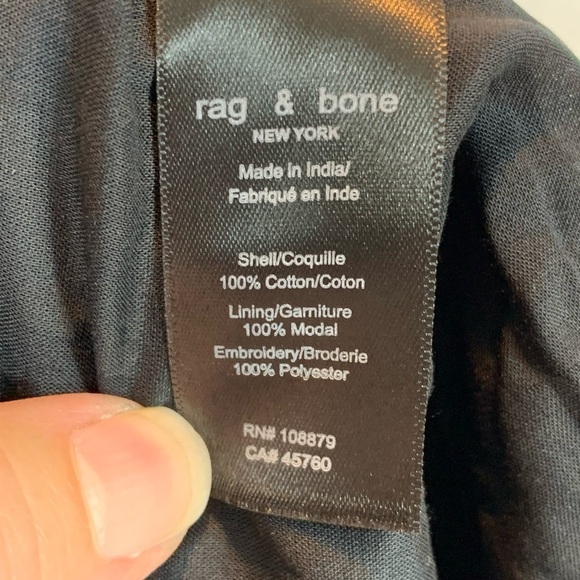 Rag & Bone Embroidered 100% Cotton Drawstring Shorts - Black - size Large - Picture 5 of 6